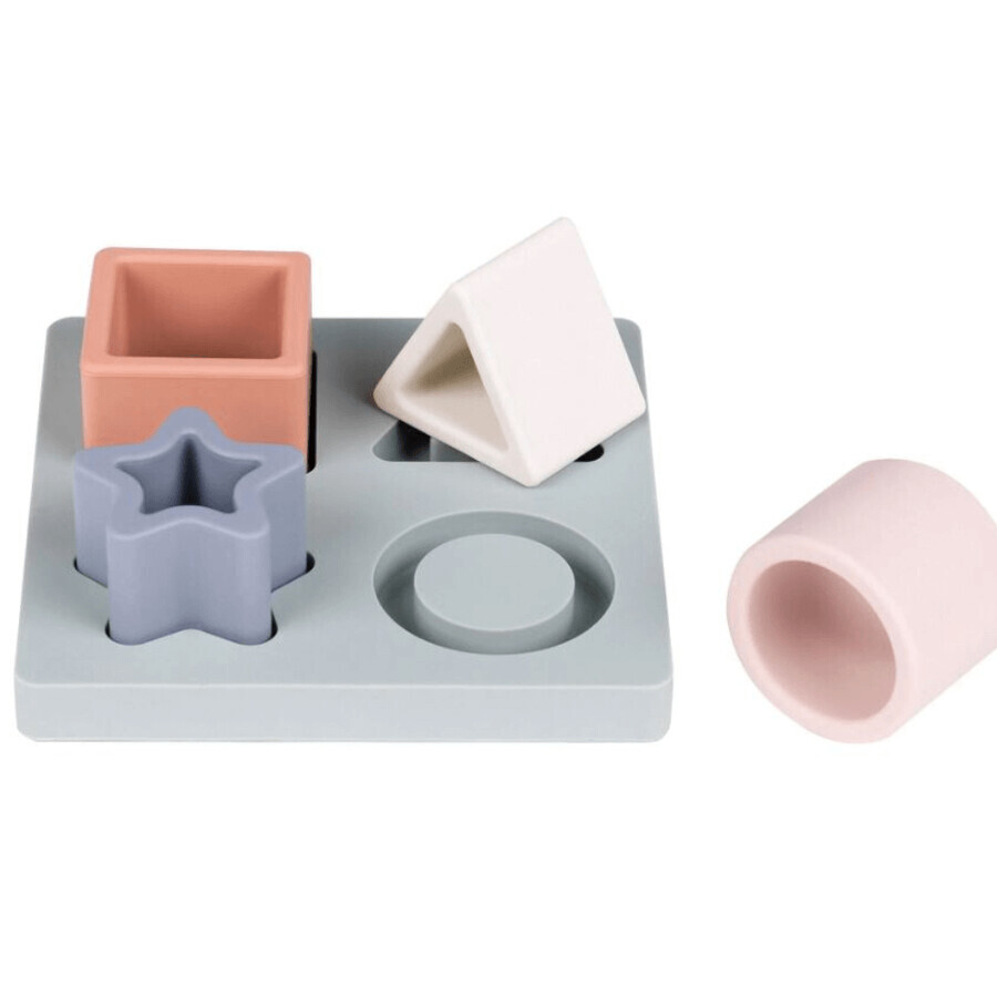 Gioco di puzzle con forme geometriche in silicone, grigio, Nattou