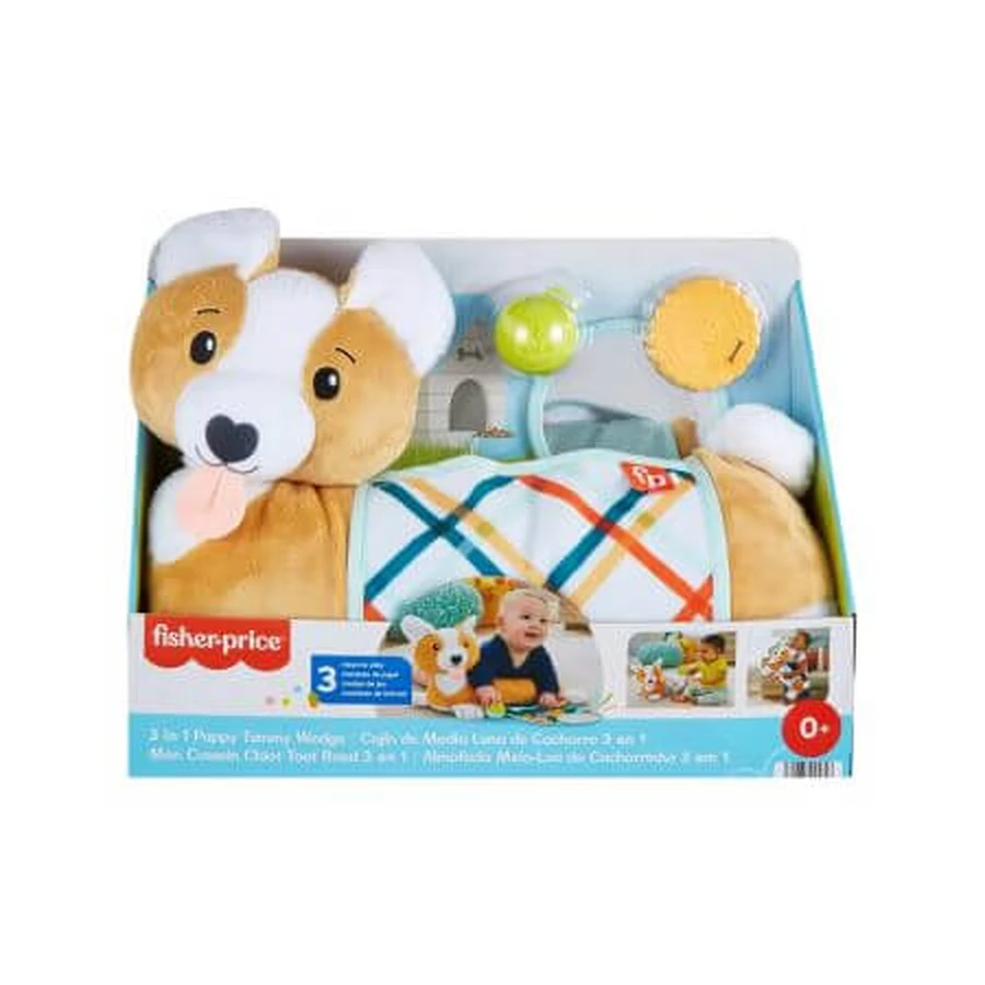 Puppy toy 3 in 1, 0 months+, Tummy Wedge, Fisher Price