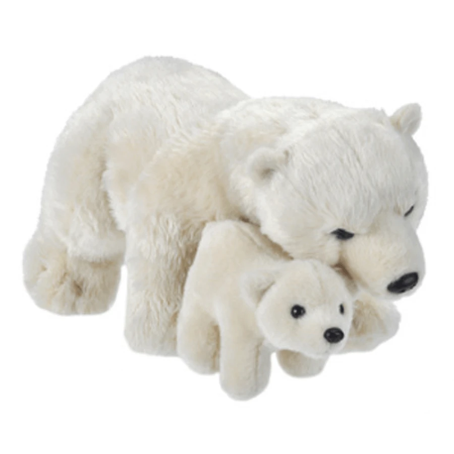 Moeder en jong ijsbeer pluche knuffel, 38 cm, Wild Republic