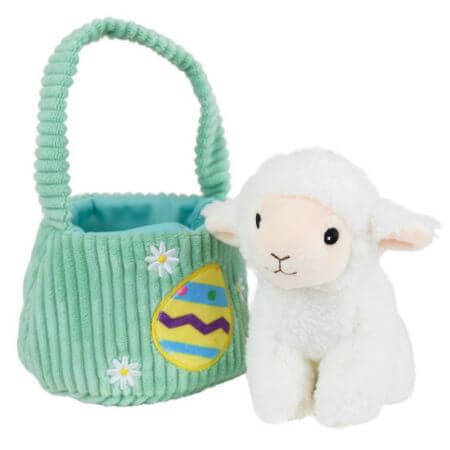 Peluche in pelle d'agnello con cestino, 0-36 mesi, 12 cm, Jemini