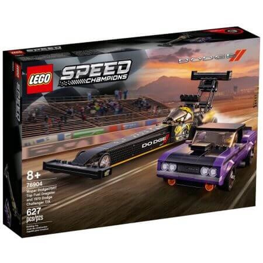 Mopar Dodge Srt top fuel Dragster et Dodge Challanger 1970 Lego Champions, +8 ans, 76904, Lego