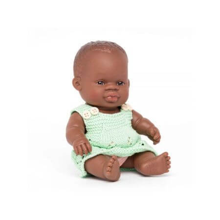 Educatieve babypop, 21 cm, Afrikaans meisje, Miniland