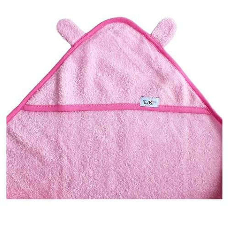 Badcape met baby oren, 100x100 cm, Roze, Tuxi Merken