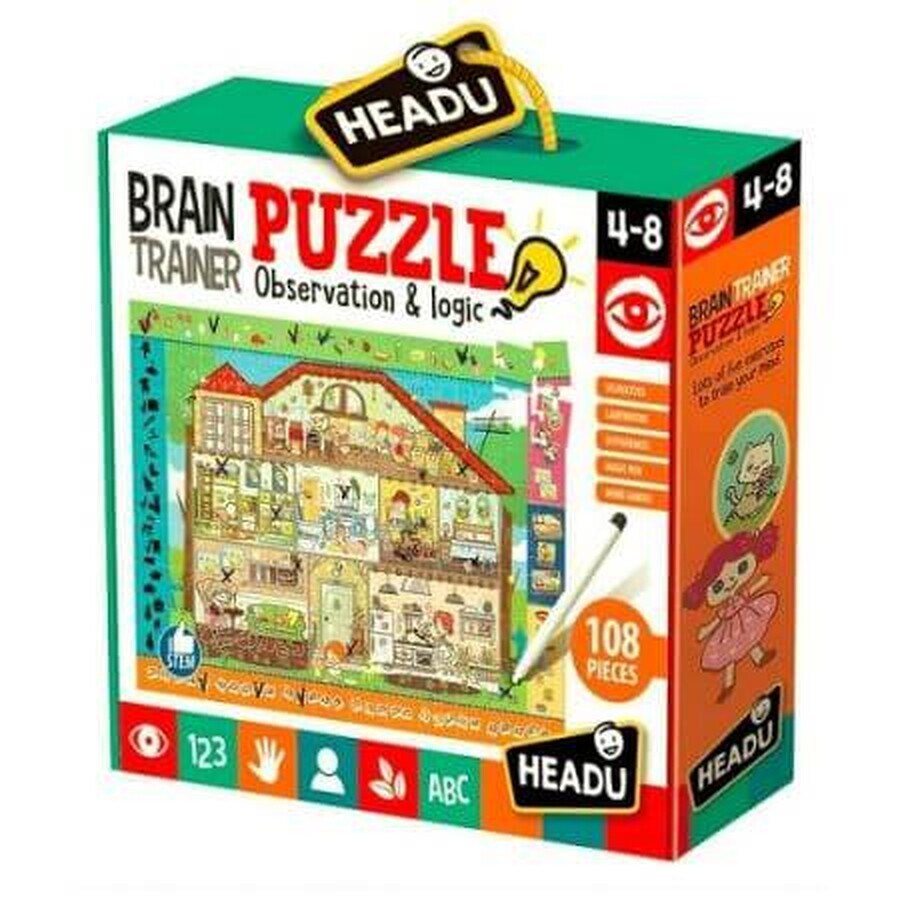 Mindtraining puzzel, 108 stukjes, Headu