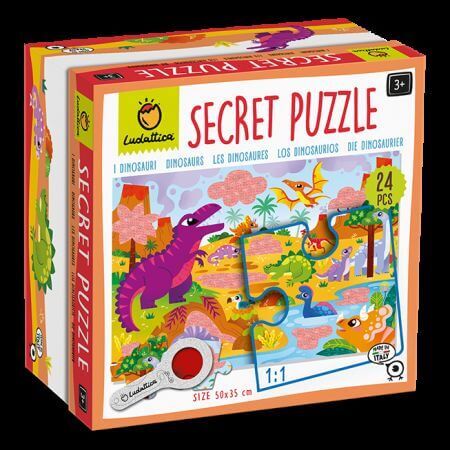 Puzzel met kleine geheimen Dinosaurussen, +3 jaar, Ludattica