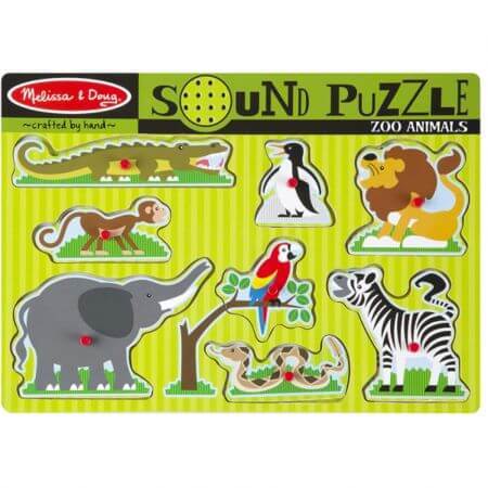 Puzzle de madera con sonidos Animales del zoo, +2 años, Melissa&amp;Doug