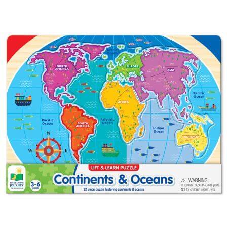 Learning Continents and Oceans Puzzle, 3-6 Jahre, 22 Teile, The Learning Journey