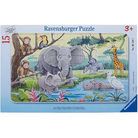 Puzzel Dieren van Afrika, +3 jaar, 15 stukjes, Ravensburger