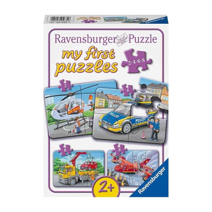 Spoedvoertuigen puzzel, +2 jaar, 4 stukjes, Ravensburger