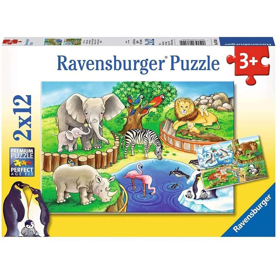 Puzzel Zoo, +3 jaar, 2x12 stukjes, Ravensburger