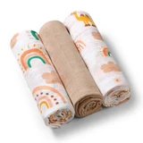 Lot de 3 couches en mousseline, marron, Babyono