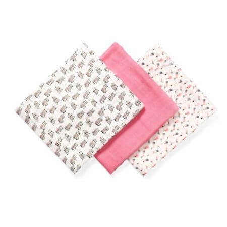 Lote de 3 pañales textiles para bebé, Bambú Rosa, Babyono