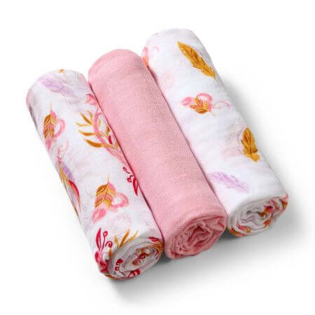 Lot de 3 couches bébé en textile, Rose, Babyono