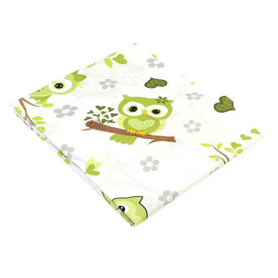 Drap avec élastique, vert Hibou, 140x70 cm, Baltic Baby