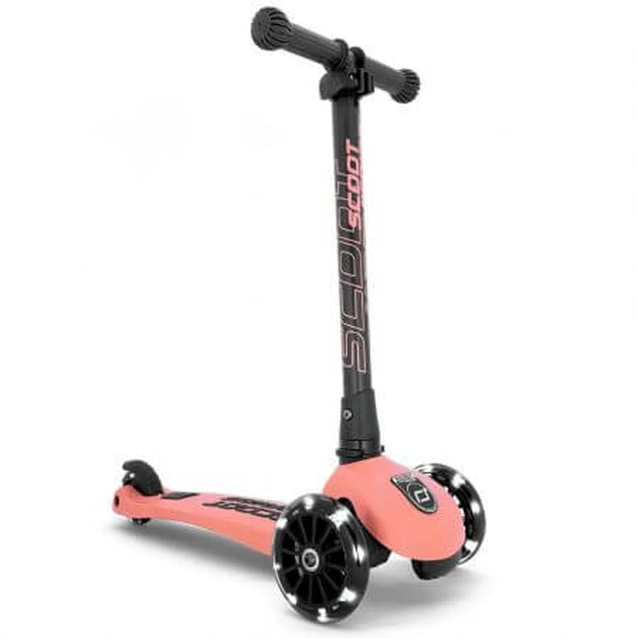 Highwaykick 3 adjustable and foldable children's scooter with light-up wheels, 3 - 6 years, Peach, Scoot &amp; Ride