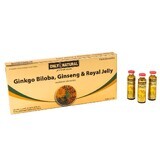Ginkgo Biloba, Ginseng & Gelée Royale, 10 ampoules, Only Natural