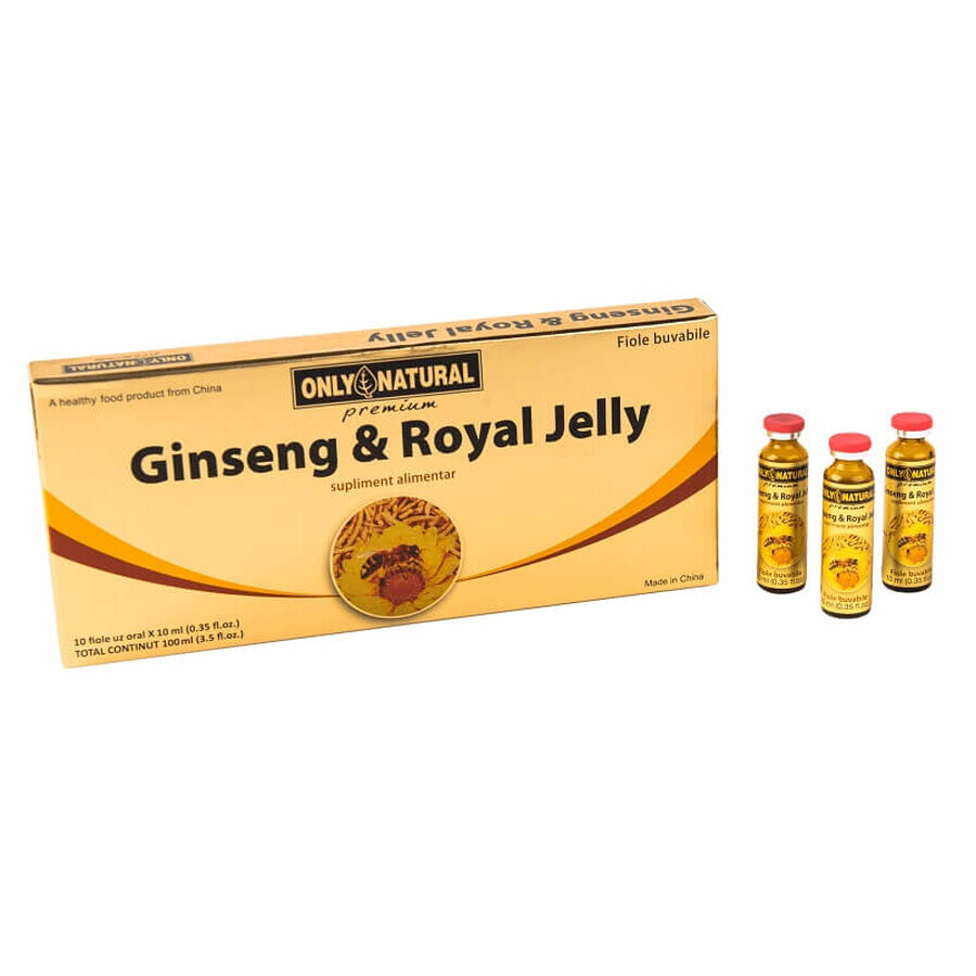 Ginseng et gelée royale, 10 ampoules, Only Natural