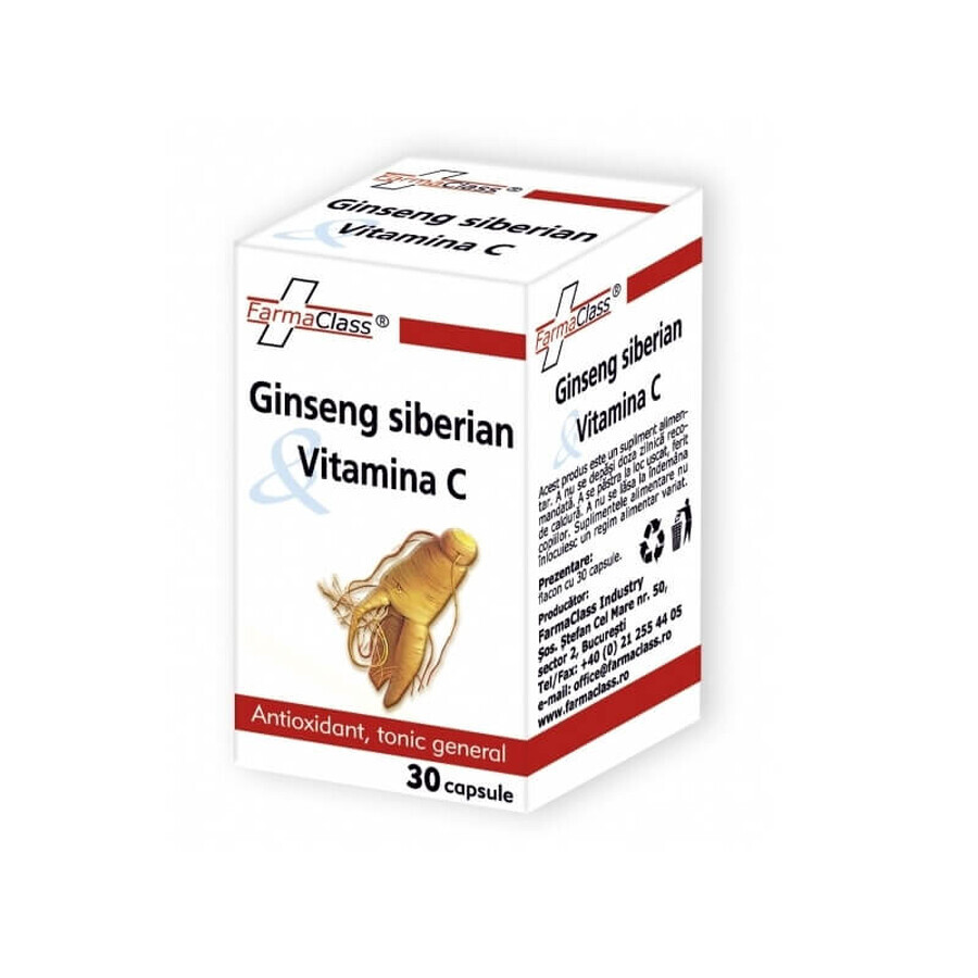 Siberische ginseng &amp; vitamine C, 30 capsules, FarmaClass
