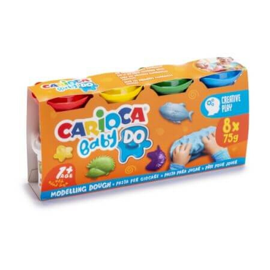 Plastilina usoara Baby, +1 an, 8 x 75 gr, Carioca