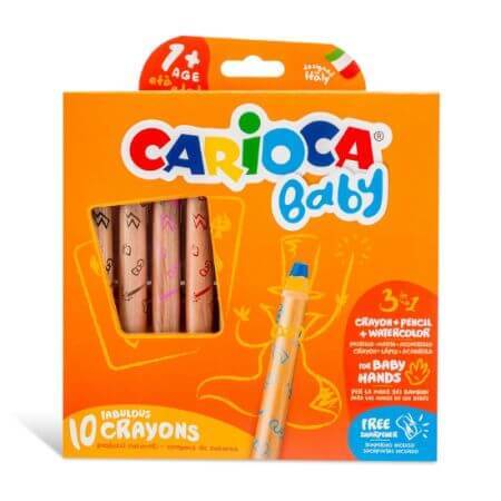 Set de 10 crayons de couleur 3 en 1 Baby, +1 an, Carioca