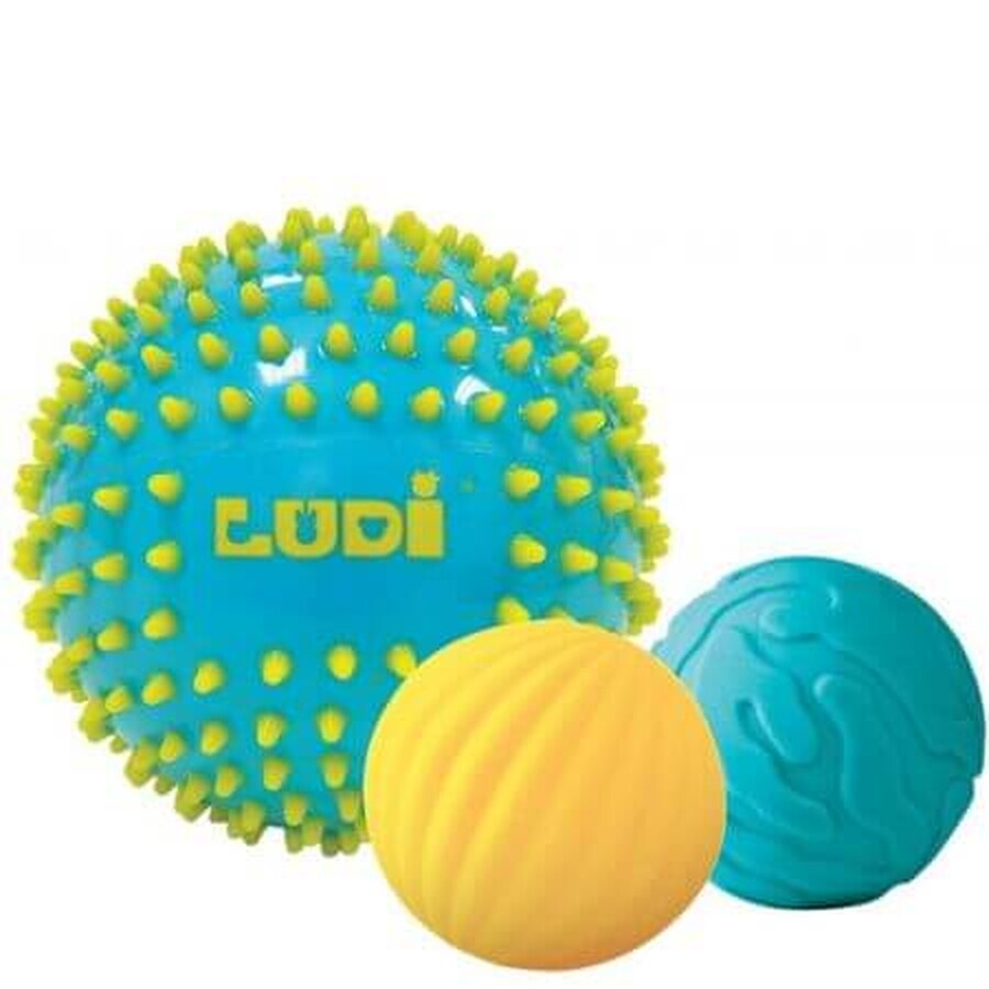 Lot de 3 balles sensorielles Bleu, Ludi