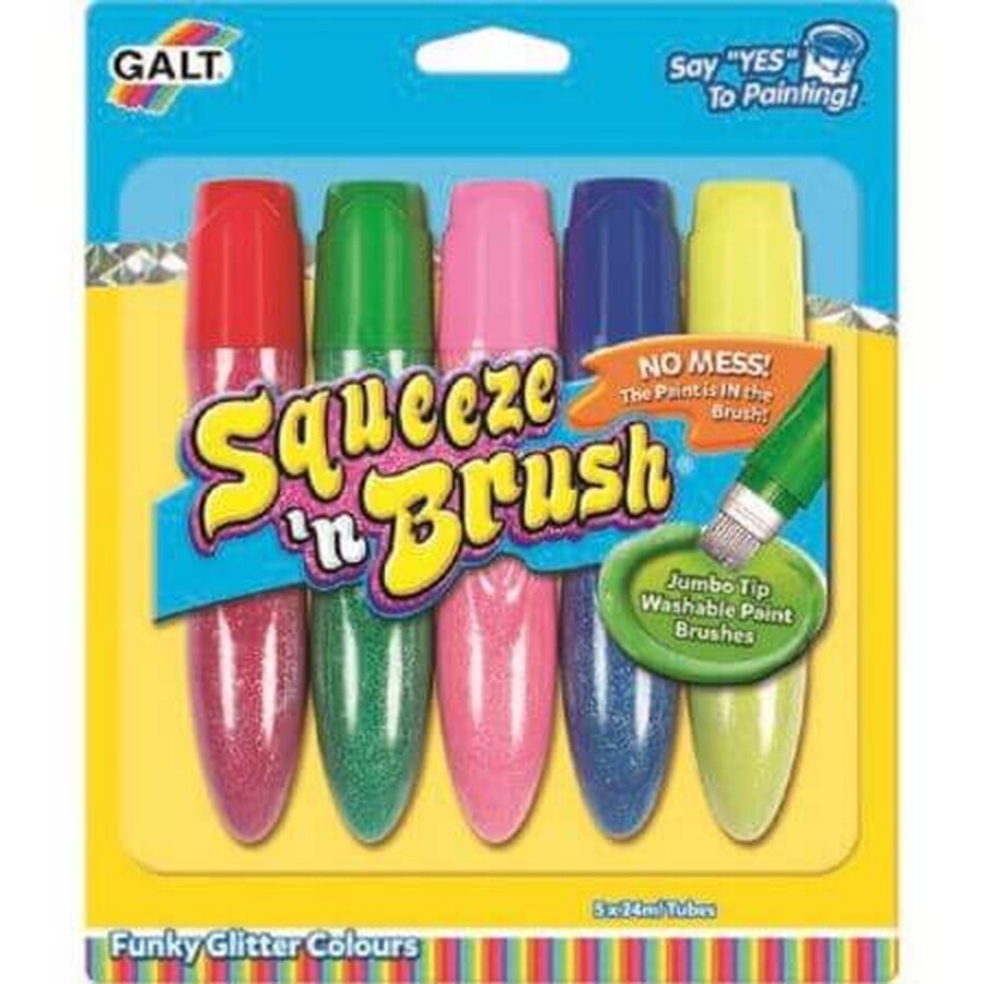 Set van 5 glitter aquarelverf, Squeezen Brush, Galt