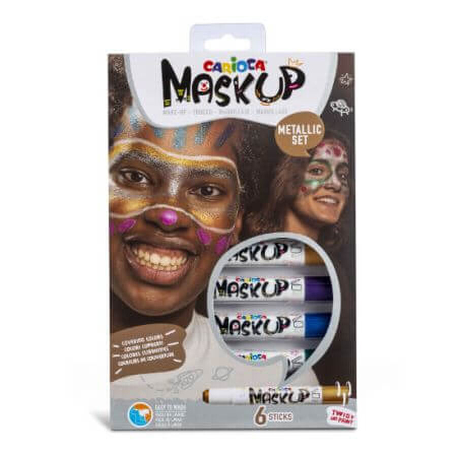 Satz von 6 Lederstiften Maskup, metallisch, Carioca