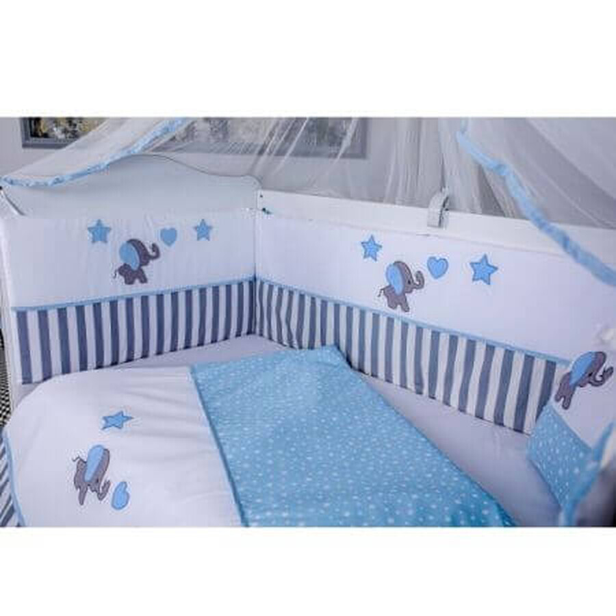 Baby-Bettwäsche-Set 120×60 cm Elefant, 9-teilig, grau-blau, MyKids