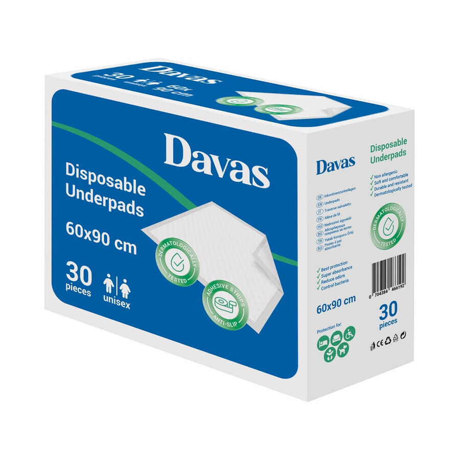 5-laags absorberende pads, 60 x 90 cm, 30 stuks, Davas