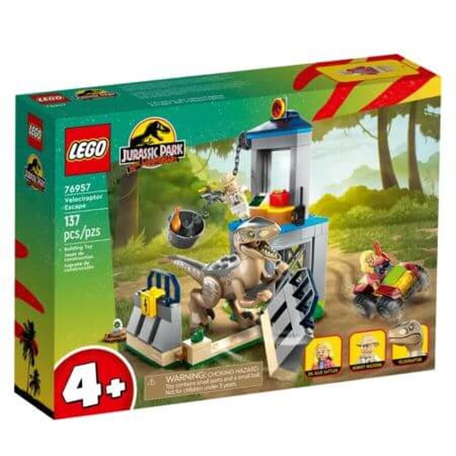 La fuite d'un Vélociraptor Lego Jurassic World, +4 ans, 76957, Lego