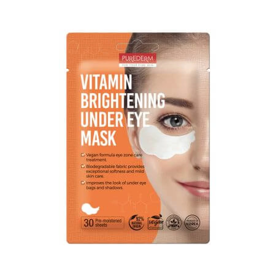 Máscara de ojos iluminadora con vitaminas, 30 piezas/ 30 g, Purederm