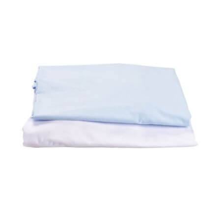 Lot de 2 draps de lit, 120x60 cm, blanc/bleu, Fic Baby
