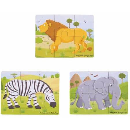 Set van 3 houten legpuzzels Jungla Vesela, 1 stuk, Big Jigs