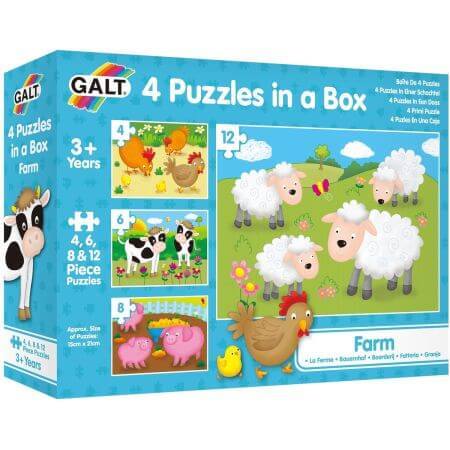 Lot de 4 puzzles Animaux de la ferme, Galt