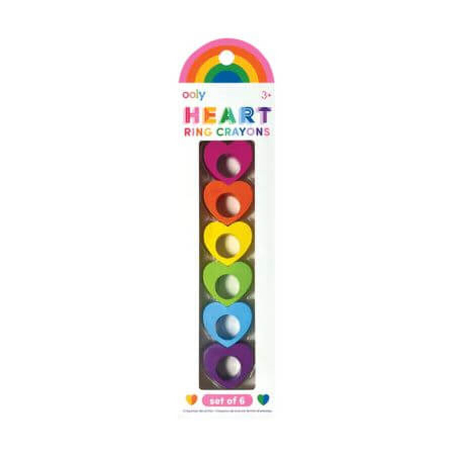 Set de crayons de couleur Heart Rings, + 3 ans, set de 6 pièces, Ooly