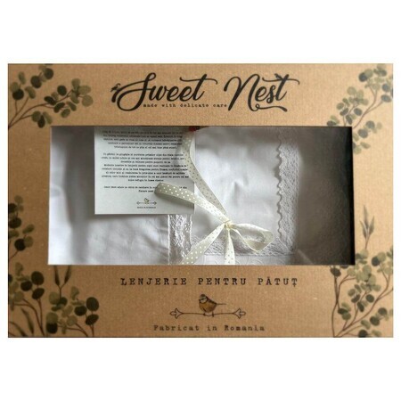 Bedding set, 3 pieces, White with premium lace, Sweet Nest