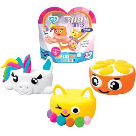 Lovin'do Air Clay Squishy Cuties Modellier-Set, 18 Farben, Okto