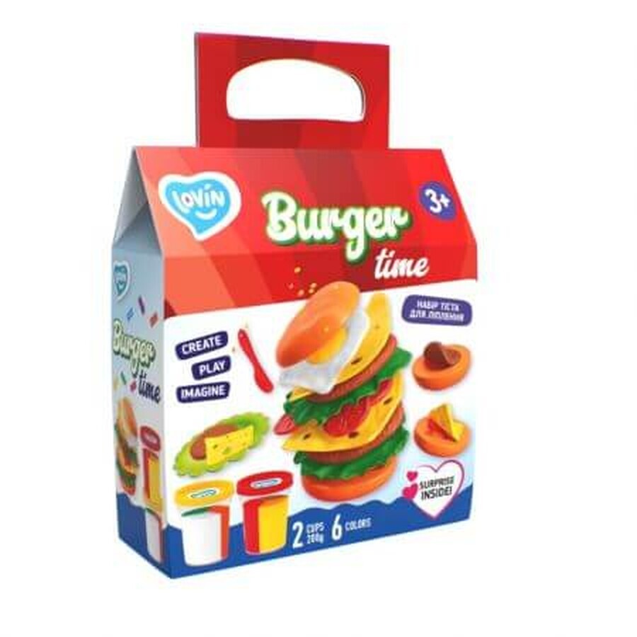 Set de pâte à modeler Burger Time Lovin'Do, +3 ans, 6 couleurs, Okto