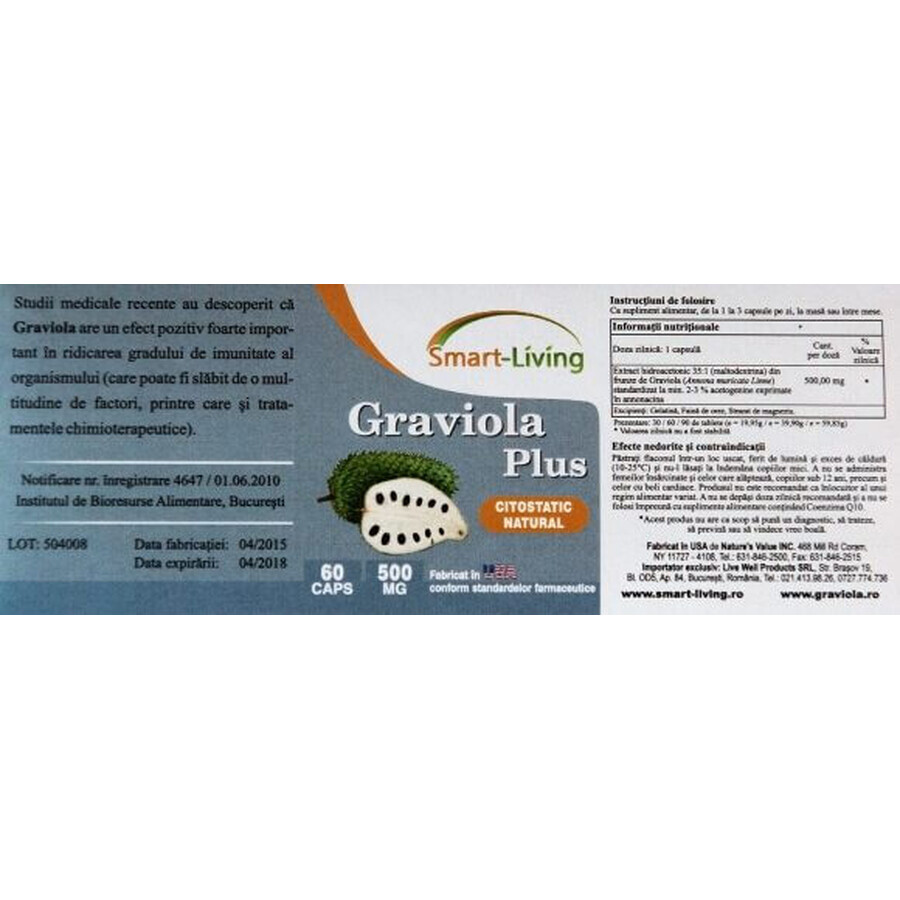 Graviola 500 mg, 60 capsules, Smart Living