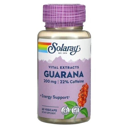 Guarana 200 mg Solaray, 60 gélules, Secom
