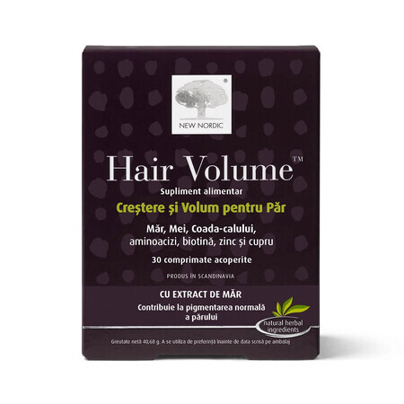 Hair Volume croissance et volume des cheveux à l'extrait de pomme, 30 comprimés, New Nordic