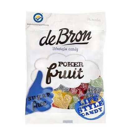 Bonbons gélifiés aux fruits Pokerfruit sans sucre sans gluten, 90 g, Debron