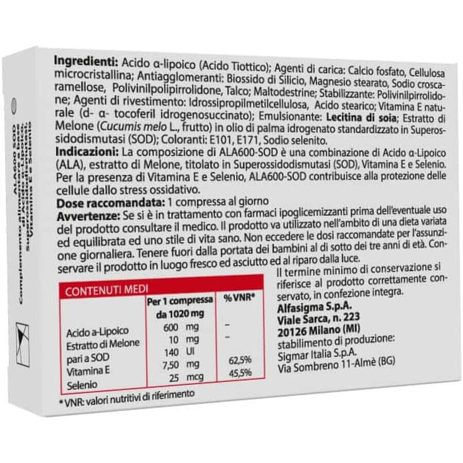 Ala600 SOD, 20 tabletten, Alfasigma