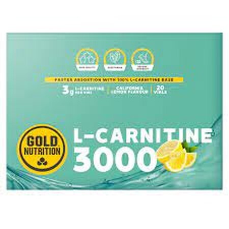 L-Carnitine 3000 mg met citroensmaak, 20 flacons, Gold Nutrition