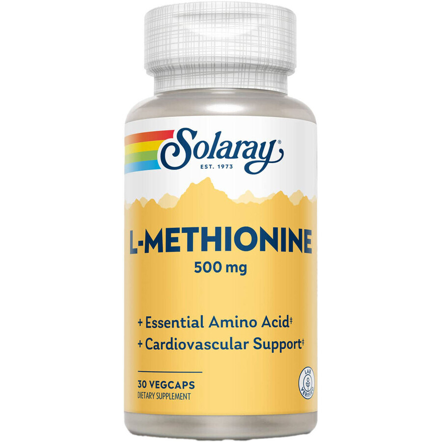 L-Méthionine 500mg Solaray, 30 gélules, Secom