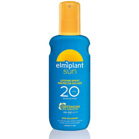 Loțiune spray cu protecție solară medie SPF 20 Optimum Sun, 200 ml, Elmiplant