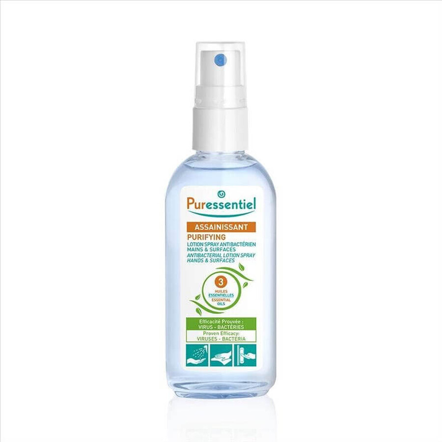 Antibacteriële handspray lotion met 3 essentiële oliën, 80 ml, Puressentiel