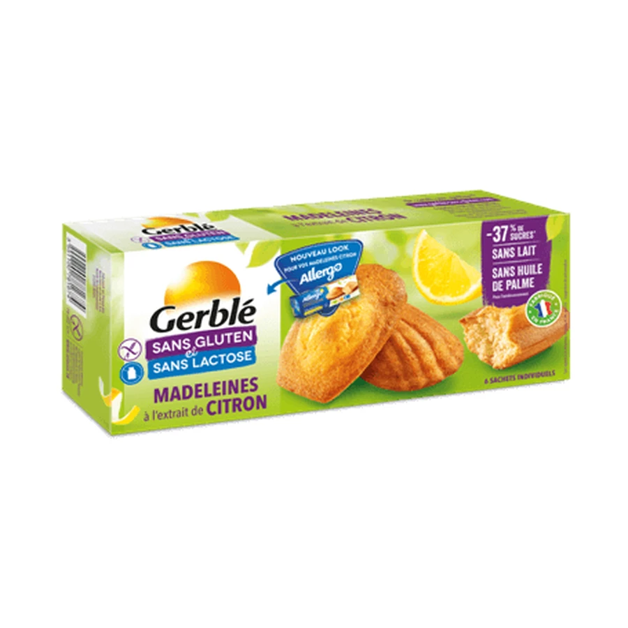 Madlene met citroensmaak, gluten- en lactosevrij, 180 g, Gerble