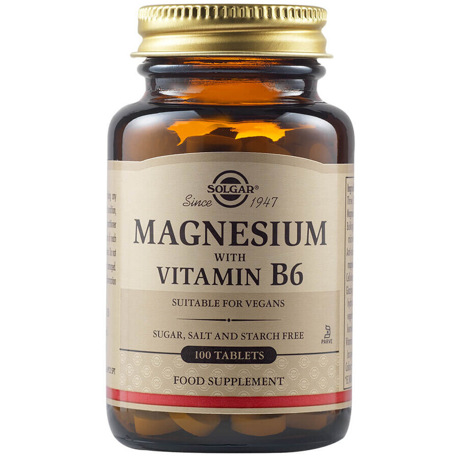 Magnesium mit Vitamin B6, 100 Tabletten, Solgar