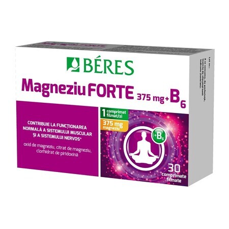 Magnesium forte 375 mg + B6, 30 filmomhulde tabletten, Beres Pharmaceuticals Co